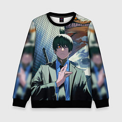 Свитшот детский Человек Бензопила Аки, цвет: 3D-черный