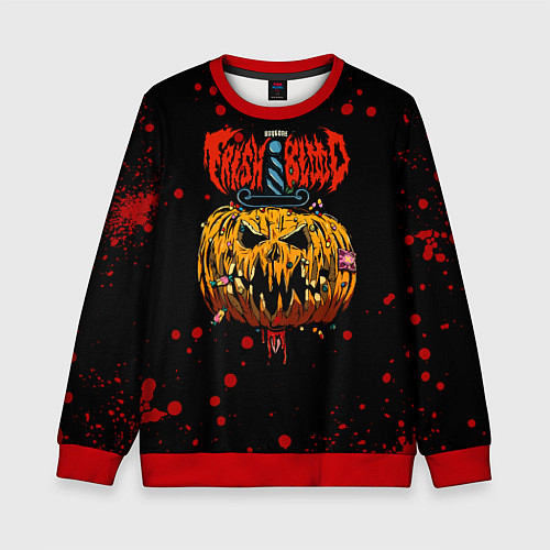 Детский свитшот Кровавая тыква Хэллоуин / 3D-Красный – фото 1