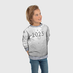 Свитшот детский Новый год 2023 в снежинках, цвет: 3D-меланж — фото 2