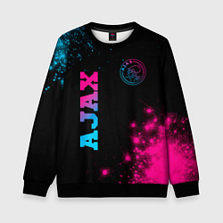 Свитшот детский Ajax - neon gradient: надпись, символ, цвет: 3D-черный