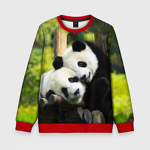 Детский свитшот Влюблённые панды / 3D-Красный – фото 1