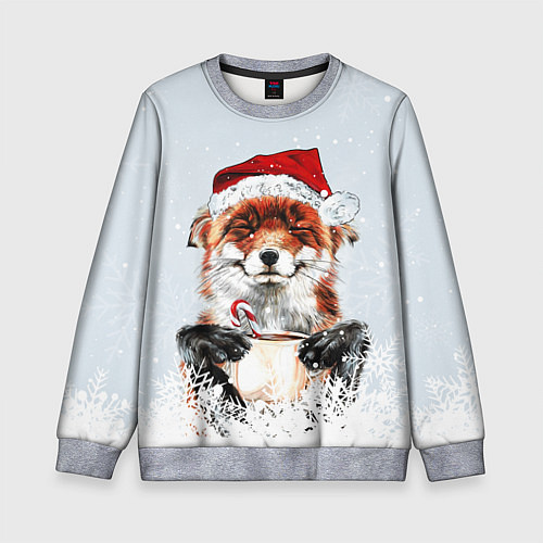 Детский свитшот Merry Christmas foxy / 3D-Меланж – фото 1