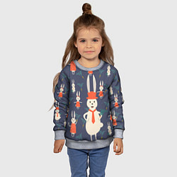 Свитшот детский Семья крольчат, цвет: 3D-меланж — фото 2