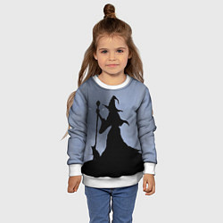 Свитшот детский Halloween - силуэт ведьмы с котом, цвет: 3D-белый — фото 2