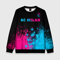Свитшот детский AC Milan - neon gradient: символ сверху, цвет: 3D-черный