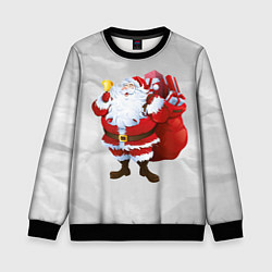 Свитшот детский Санта Клаус и колокольчик, цвет: 3D-черный