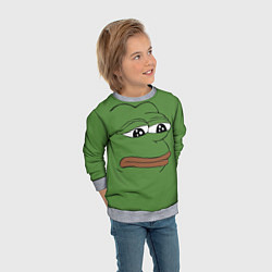 Свитшот детский Лягушонок Pepe грустит, цвет: 3D-меланж — фото 2