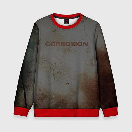Детский свитшот Corrosion - рыжая ржавчина / 3D-Красный – фото 1