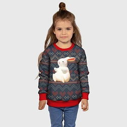 Свитшот детский Большой белый кролик, цвет: 3D-красный — фото 2
