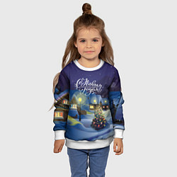 Свитшот детский Новый год в деревне, цвет: 3D-белый — фото 2