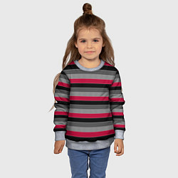 Свитшот детский Красно-черный полосатый современный узор, цвет: 3D-меланж — фото 2