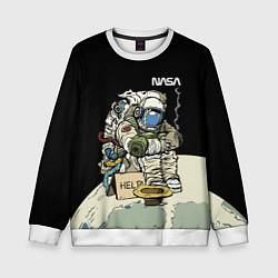 Свитшот детский NASA - Help! Astronaut - Joke, цвет: 3D-белый