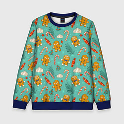 Детский свитшот Новогодний паттерн с печеньем и конфетами