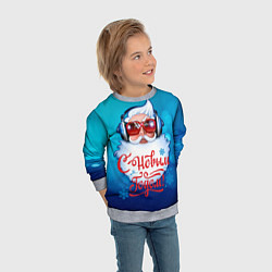 Свитшот детский Санта в наушниках, цвет: 3D-меланж — фото 2