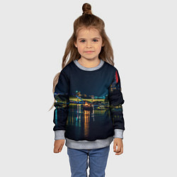 Свитшот детский Неоновый ночной город, цвет: 3D-меланж — фото 2