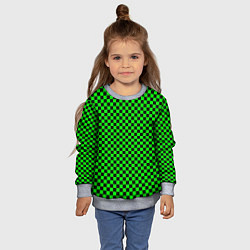 Свитшот детский Зелёная шахматка - паттерн, цвет: 3D-меланж — фото 2
