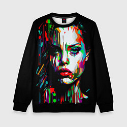 Свитшот детский Анджелина Джоли - поп-арт, цвет: 3D-черный