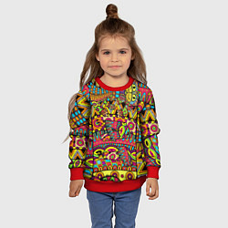 Свитшот детский Этно кот, цвет: 3D-красный — фото 2