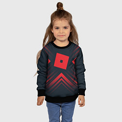 Свитшот детский Красный символ Roblox на темном фоне со стрелками, цвет: 3D-черный — фото 2