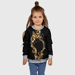 Свитшот детский Поднятый вверх кулак, окруженный золотым пламенем, цвет: 3D-меланж — фото 2