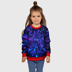 Свитшот детский Киберпанк синий неоновый тоннель, цвет: 3D-красный — фото 2