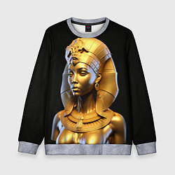 Свитшот детский Нейросеть - золотая египетская богиня, цвет: 3D-меланж