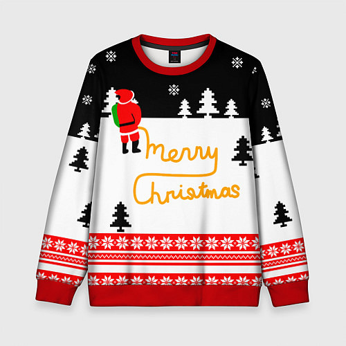 Детский свитшот Merry christmas - Санта Клаус / 3D-Красный – фото 1