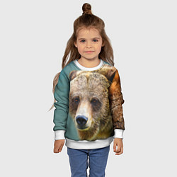 Свитшот детский Русский бурый медведь, цвет: 3D-белый — фото 2