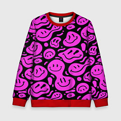 Свитшот детский Кислотный розовый в смайликах, цвет: 3D-красный