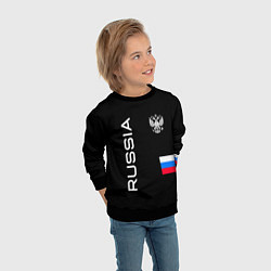 Свитшот детский Россия и три линии на черном фоне, цвет: 3D-черный — фото 2
