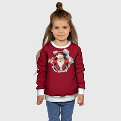 Свитшот детский Дед Мороз вылезает из стены, цвет: 3D-белый — фото 2