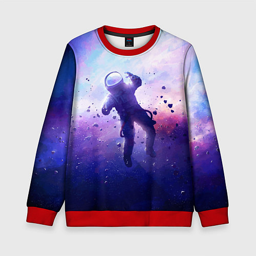 Детский свитшот Космонавт в безвоздушном пространстве / 3D-Красный – фото 1