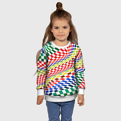 Свитшот детский Разноцветная оптическая иллюзия, цвет: 3D-белый — фото 2