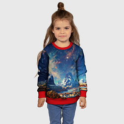 Свитшот детский Горы и бескрайний космос, цвет: 3D-красный — фото 2