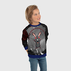 Свитшот детский Черный кролик орет как сумасшедший, цвет: 3D-синий — фото 2