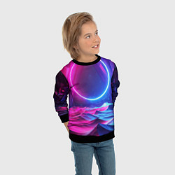 Свитшот детский Круг и разноцветные кристаллы - vaporwave, цвет: 3D-черный — фото 2
