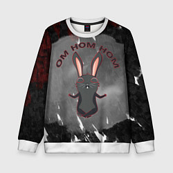 Свитшот детский Черный кролик ом ном ном, цвет: 3D-белый