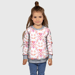Свитшот детский Винтажные сердечки, цвет: 3D-меланж — фото 2