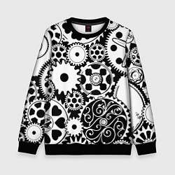Детский свитшот Шестеренки в черно-белом стиле