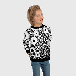 Свитшот детский Шестеренки в черно-белом стиле, цвет: 3D-черный — фото 2