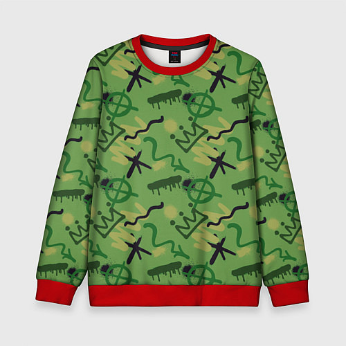 Детский свитшот Милитари граффити / 3D-Красный – фото 1