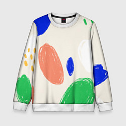 Свитшот детский Разноцветные пятна, цвет: 3D-белый