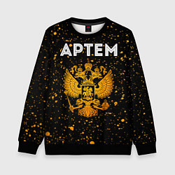 Свитшот детский Артем и зологой герб РФ, цвет: 3D-черный