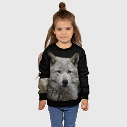 Свитшот детский Серый волк на темном фоне, цвет: 3D-черный — фото 2