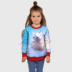 Свитшот детский Заснеженный котик, цвет: 3D-красный — фото 2