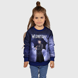 Свитшот детский Уэнсдэй Аддамс с зонтиком, цвет: 3D-синий — фото 2