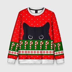 Свитшот детский Котик: новогодний свитер, цвет: 3D-белый