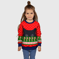 Свитшот детский Котик: новогодний свитер, цвет: 3D-синий — фото 2