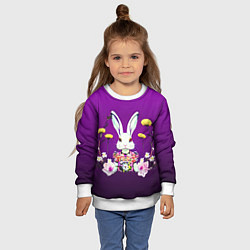 Свитшот детский Кролик с одуванчиками, цвет: 3D-белый — фото 2