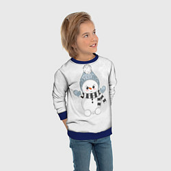 Свитшот детский Милый снеговик и снежинки, цвет: 3D-синий — фото 2